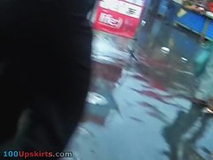 Hawt shaggy-haired gal upskirts