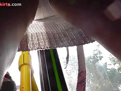 Hawt white panty up petticoat of angel on bus