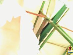 Hidden upskirt camera follows hot brunette with a fat ass