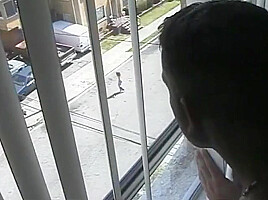 Horny Cunt Undresses In Front Of The Window And Fingers Her Pussy