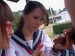 Horny Japanese chick Ruka Namiki, Ema Kisaki, Anju Himeno in Hottest Handjobs, Threesomes JAV movie