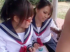 Horny Japanese chick Ruka Namiki, Ema Kisaki, Anju Himeno in Hottest Handjobs, Threesomes JAV movie