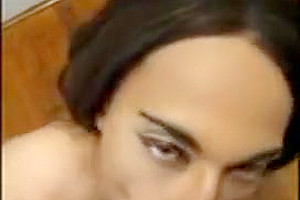 Horny crossdresser sucks cock