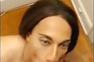 Horny crossdresser sucks cock
