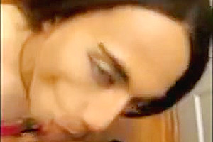 Horny crossdresser sucks cock