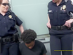 Horny milf cops arrest peeping tom on a rooftop for spying on women