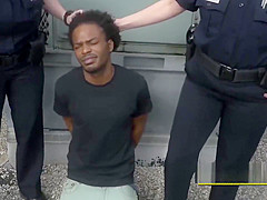 Horny milf cops arrest peeping tom on a rooftop for spying on women