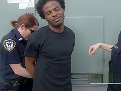 Horny milf cops arrest peeping tom on a rooftop for spying on women