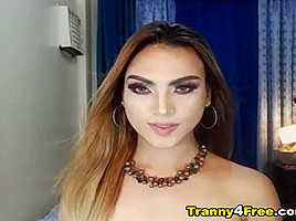 Hot Asian Tranny Masturbates her Cock