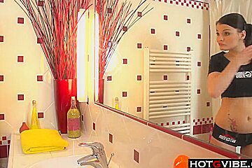 Hot Euro taking a bath