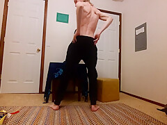 Hot Guy Stripping And Stretching Before Hard Wank W/ Anal Fingering + Cumshot