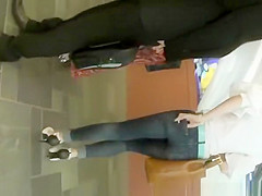 Hot asian in tight jeans pants