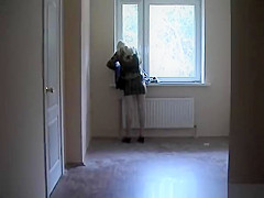 Hot blonde experimenting clothes