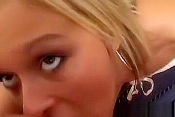 Hot blonde gets double penetration with facials