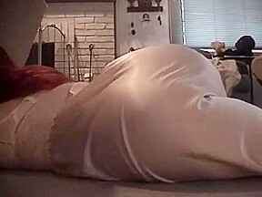 Hot mature shaking her ass in a satin nightgown 