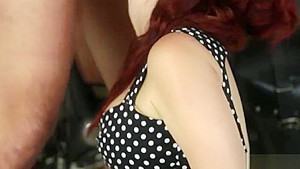 Hot redhead rammed on bfs big bike