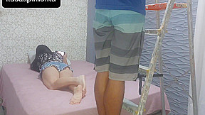 I Called The Neighbor To Change The Lightbulb, I Noticed Him With A Hard Cock Looking At My Ass!