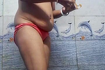 Indian Desi Sabita Bhabhi Very Hot Skinny Sexy Beutiful Bathing And Washing Her Pussy With Soap