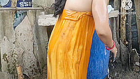 Indian Wife Bathing Outside With Boobs Indian