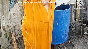 Indian Wife Bathing Outside With Boobs Indian
