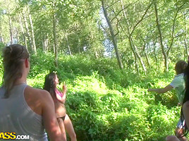 Ivanka & Liana & Michelle & Priscilla & Vendy & Zora in college sex scene of a couple fucking outdoors