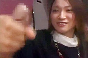 Japanese CFNM Japanese girl watches stranger jerk catches 3