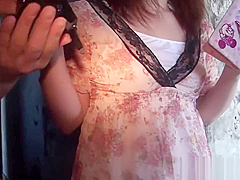 Japanese babe strapon fux