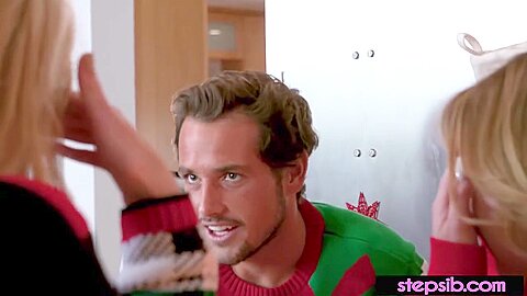 Jealous teen 18+ Stepsisters Get Stepbros Big Cock For Xmas
