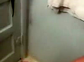 Jerking cock in bathroom