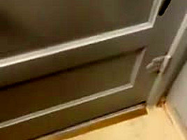 Jerking cock in bathroom