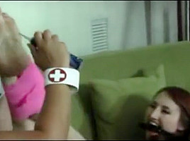 Kendra james gets her tickle therapy while in straitjacket