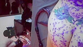 Kinky Curvy Tattooed Goth Bound and Tortured with Hot Wax