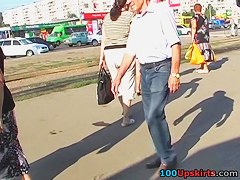 Lace candid strap upskirt movie scene