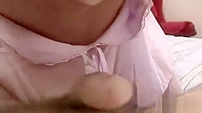 Lactating redhead with dark nipples gives blowjob
