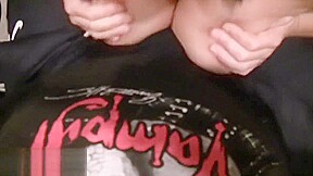 Lap dance and cum on her tits