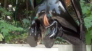 Latex Catsuit Outdoors