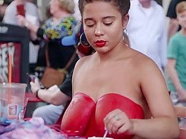 Latina bodypaints he rhuge tits in public