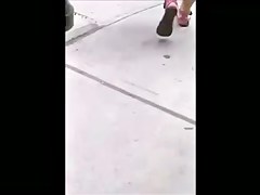 Latina in Gray Leggings