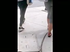 Latina in Gray Leggings