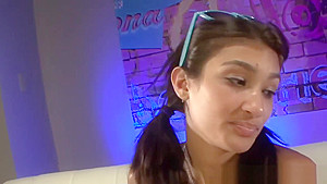 Latina stepsister tugging stepbro