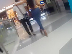 Long hair brunette with big booty in tight pants