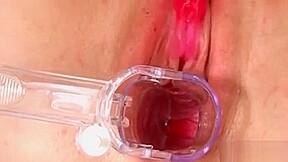 Lovable Kitten Is Gaping Narrow Pussy In Close-up And Coming