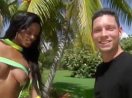 Lustful Ebony Chick Gets Nailed By A Huge White Cock