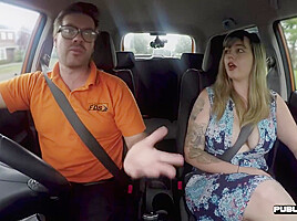 MILF driver pussy fucked hard by instructor in car fuck