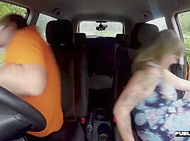 MILF driver pussy fucked hard by instructor in car fuck