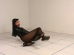 Mary Jane in bolero straitjacket & chains bondage