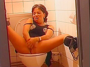 Masturbating exhibitionists in the bathroom