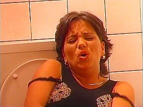 Masturbating exhibitionists in the bathroom