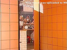 Masturbating exhibitionists in the bathroom