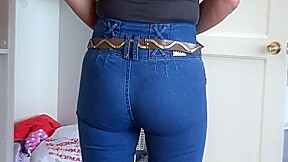 Mature Her Big Ass In Jean, Fingering, Masturbatio